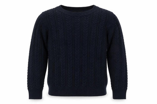 Front view of H&M men’s blue jumper, size L
