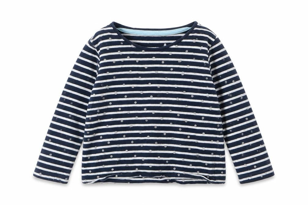 F&F Girls Blue Striped Jersey Basic T-Shirt Size 12-18 Months