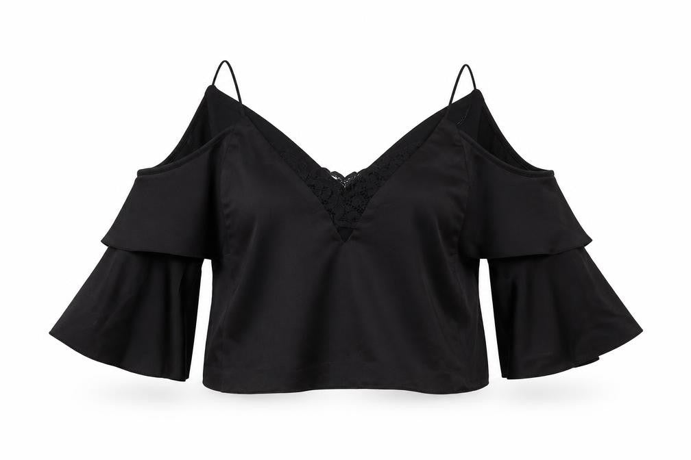 Topshop Womens Black   Cropped Blouse Size 4