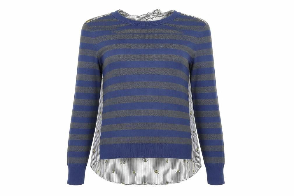 Front view of Next women’s multicoloured striped knit jumper, size UK 14