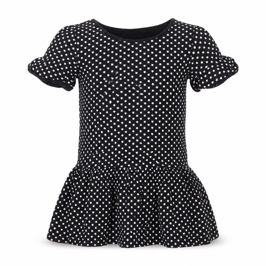 Front view of Next girls’ black jersey basic t-shirt, size 9, years - star print