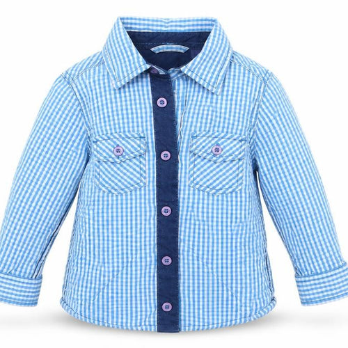 Dopo Dopo Baby Blue Check  Basic Button-Up Size 18-24 Months