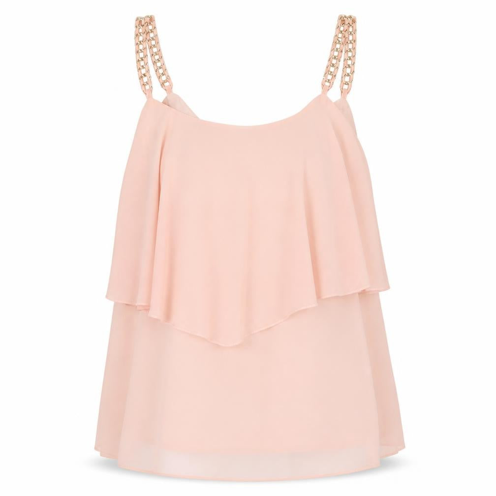 Preworn Womens Pink  Chiffon Camisole Tank Size S