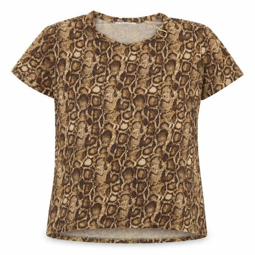 Zara Womens Brown Animal Print  Basic T-Shirt Size S