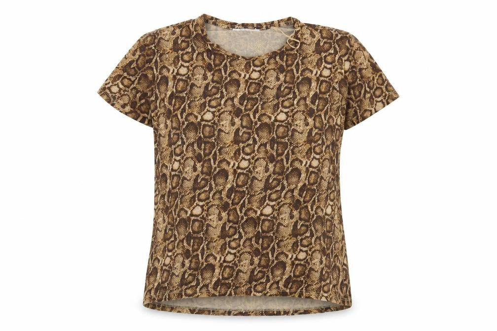 Zara Womens Brown Animal Print  Basic T-Shirt Size S