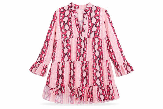 Front view of women’s pink animal print trapeze & swing, size UK 10