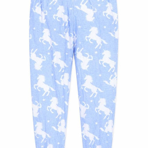 Preworn Girls Blue Animal Print  Sweatpants Trousers Size 12-13 Years - Unicorns Loungewear