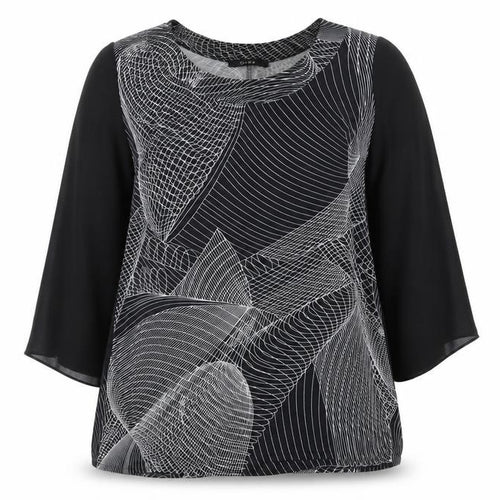 Cruz Womens Black Geometric  Basic Blouse Size 18