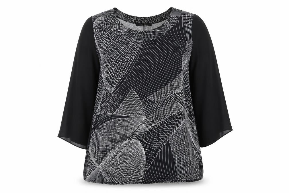 Cruz Womens Black Geometric  Basic Blouse Size 18