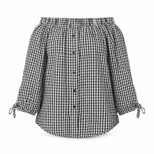 Cameo Womens Black Plaid  Basic Blouse Size 10