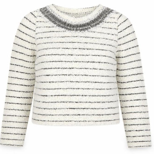 New Look Womens White Striped  Pullover Jumper Size 12