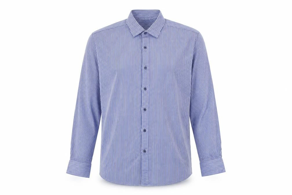 JOHN FRANCOME Mens Blue Striped   Button-Up Size 16.5