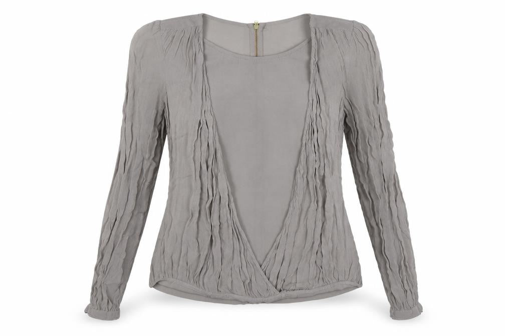 Topshop Womens Grey   Wrap Blouse Size 8