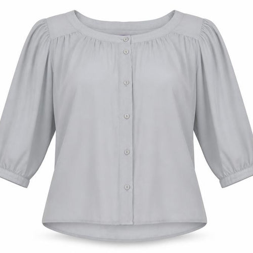 Purple Womens Grey  Chiffon Basic Blouse Size M