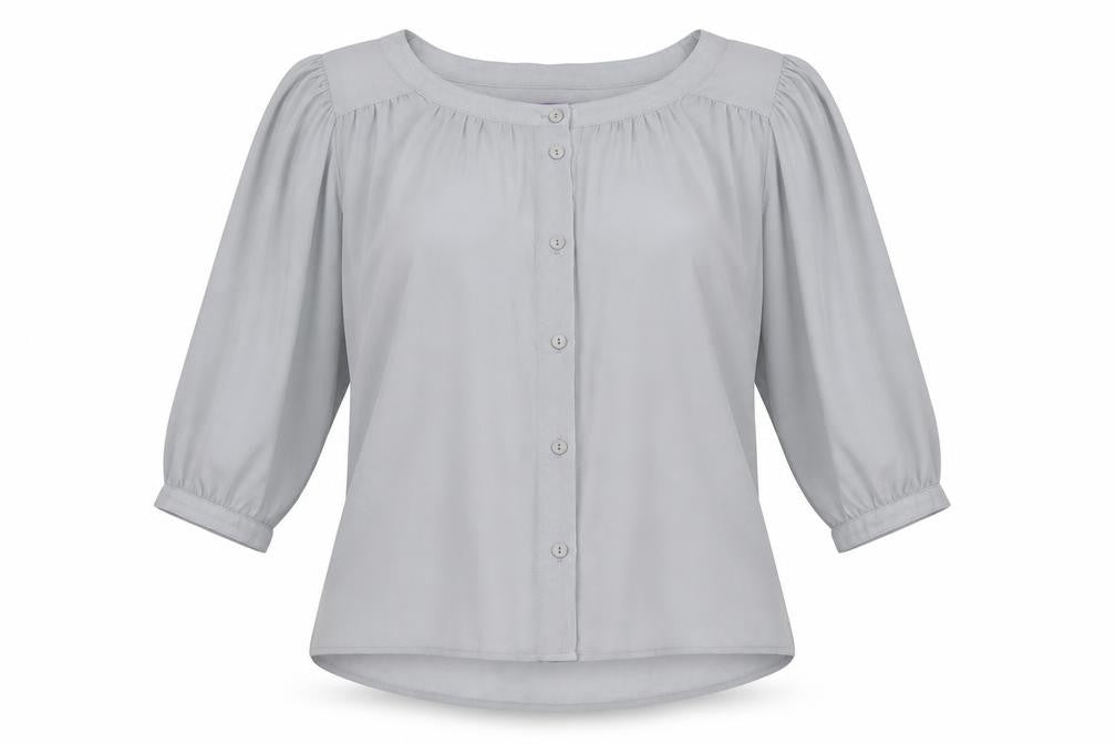 Purple Womens Grey  Chiffon Basic Blouse Size M