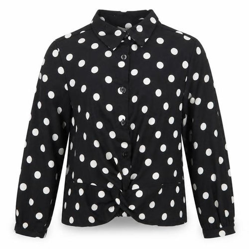 George Girls Black Polka Dot  Basic Button-Up Size 4-5 Years  - tie front