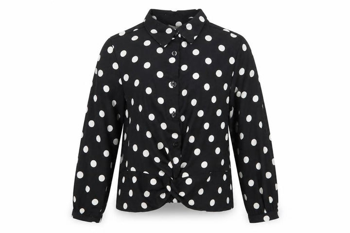 George Girls Black Polka Dot  Basic Button-Up Size 4-5 Years  - tie front