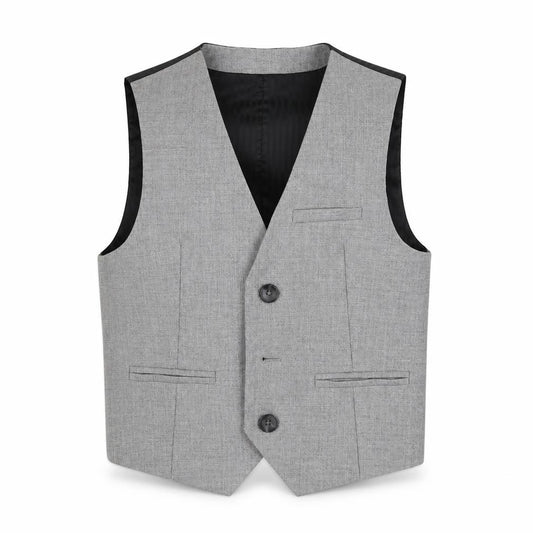 Front view of Occasion boys’ grey gilet blazer, size 3, years