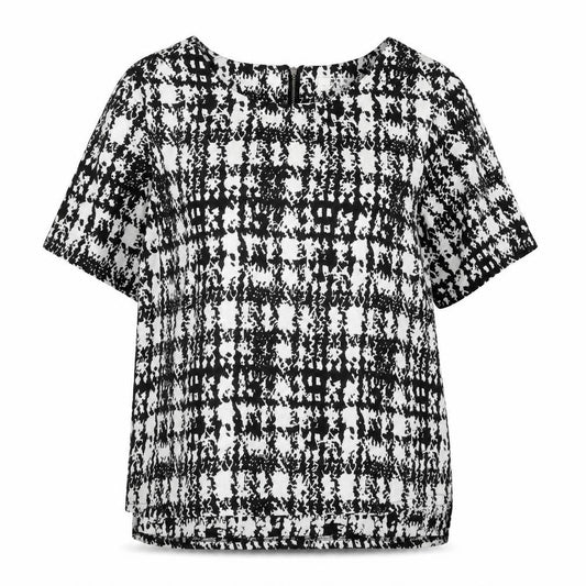 Front view of Papaya women’s black check basic blouse, size UK 12