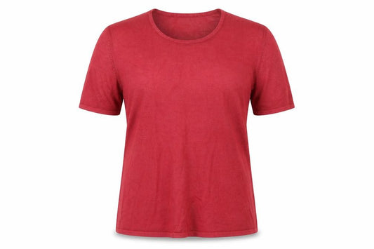 Front view of BHS women’s red knit jumper, size UK 14