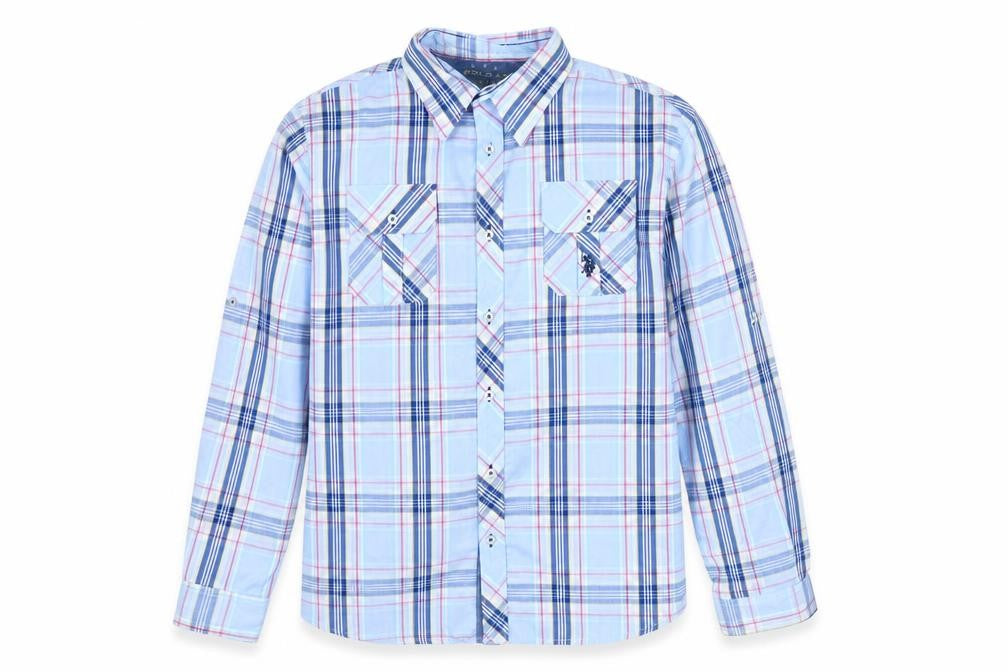 US Polo Assn. Mens Blue Check   Button-Up Size S