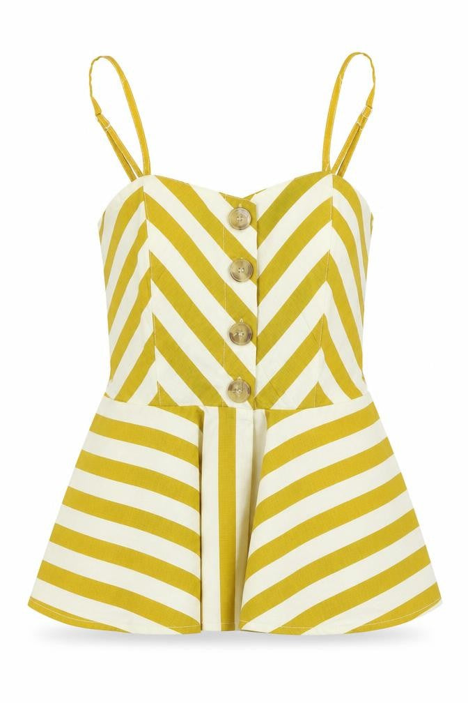 Blue Vanilla Womens Yellow Striped  Camisole Blouse Size 10