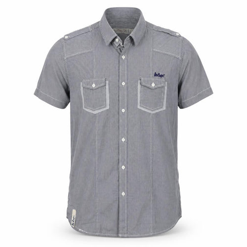 le cooper Mens Grey Striped   Button-Up Size XL