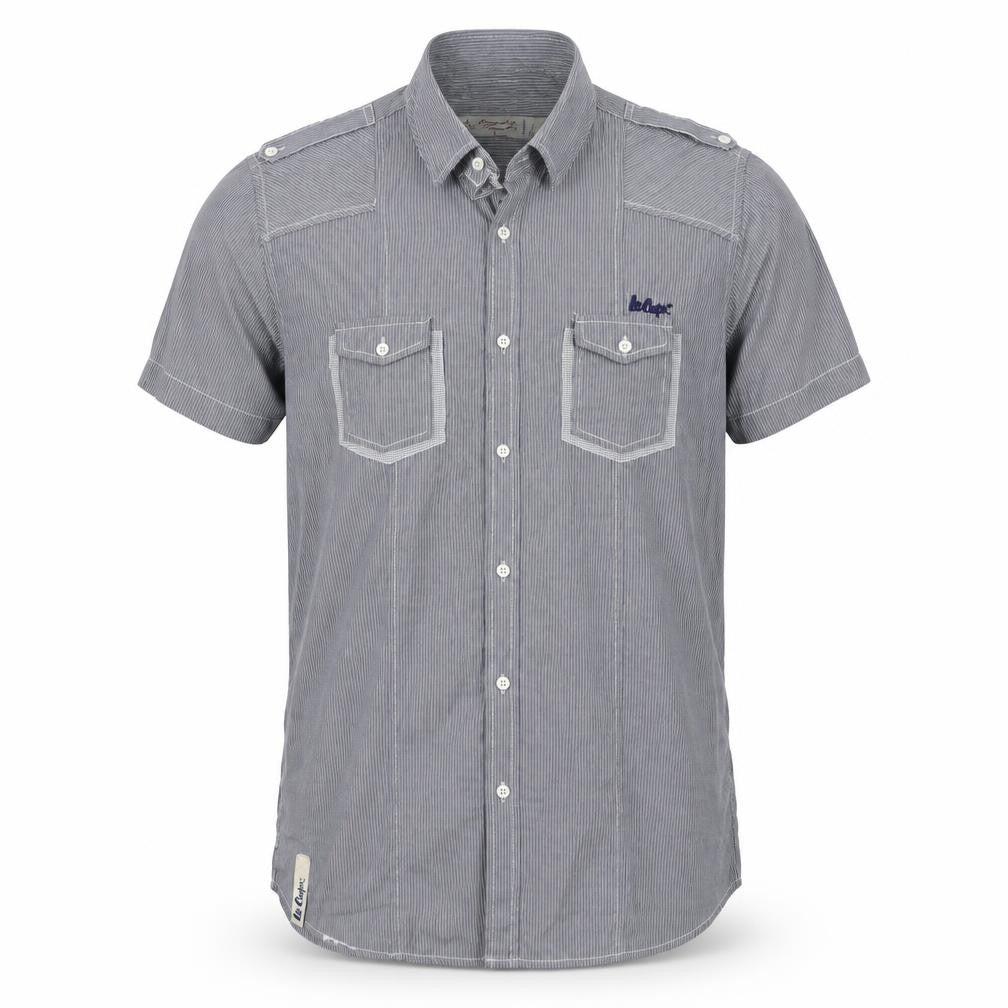 le cooper Mens Grey Striped   Button-Up Size XL