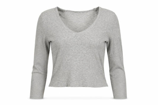 Front view of ASOS women’s grey basic t-shirt, size UK 14