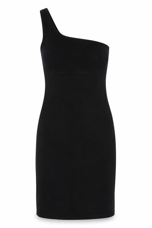 Front view of ASOS women’s black pencil dress, size UK 8