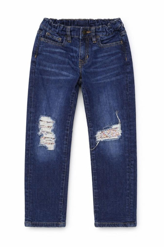 Front view of Gap girls’ blue boyfriend jeans, size 7, years
