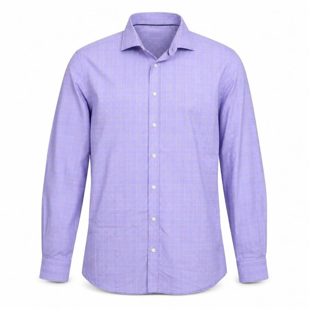 m&s Mens Purple Plaid   T-Shirt Size 42