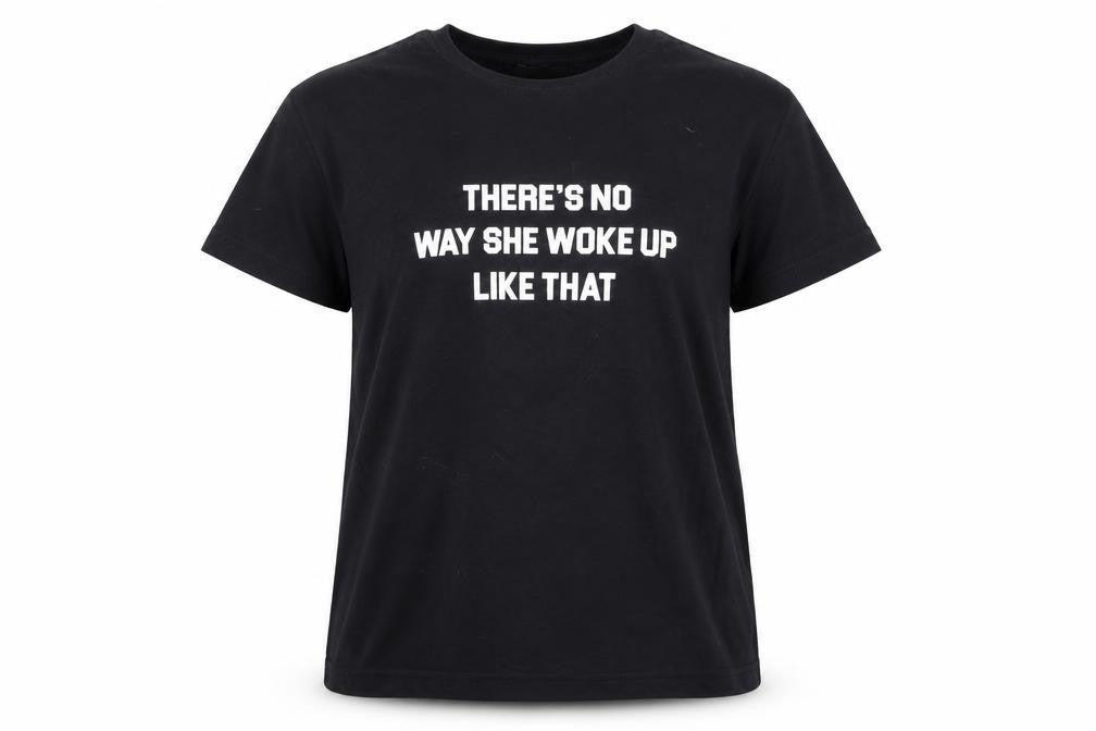 In the Style Girls Black   Basic T-Shirt Size 7-8 Years  - Theres No Way She Woke Up Like That