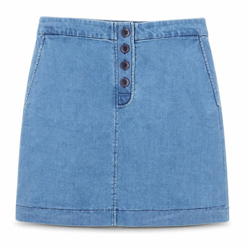 Preworn Womens Blue  Denim A-Line Skirt Size 32 in