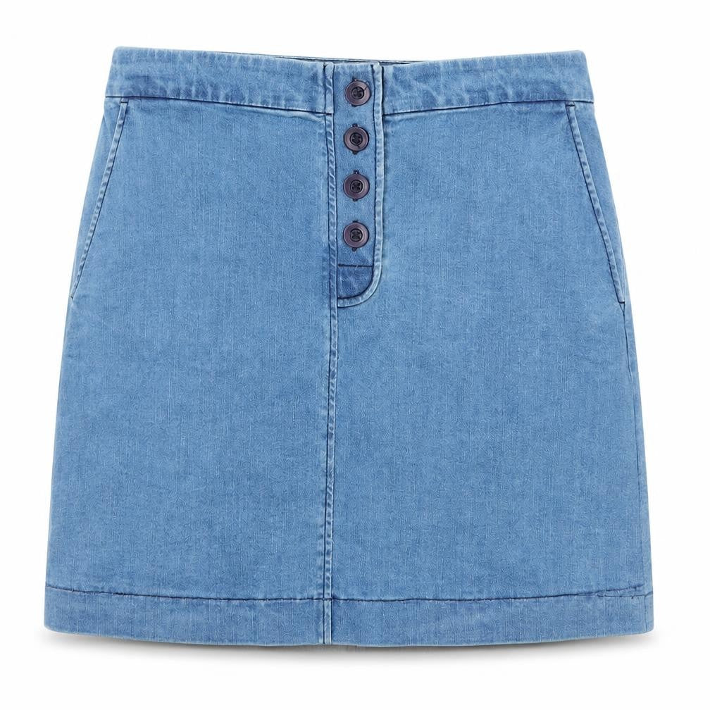 Preworn Womens Blue  Denim A-Line Skirt Size 32 in