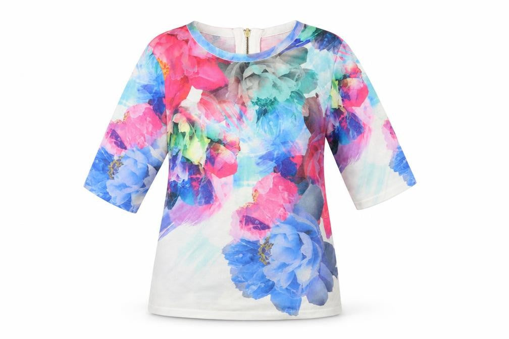 Coast Womens Multicoloured Floral Jersey Basic T-Shirt Size XS