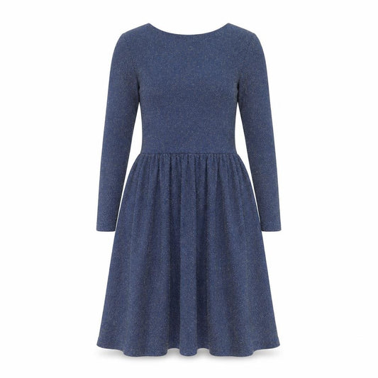 Front view of Topshop women’s blue skater dress, size UK 8, - low back