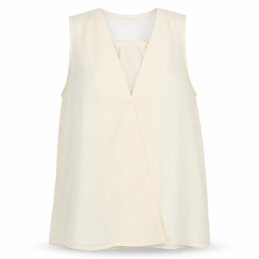 Front view of Atmosphere women’s white mesh basic blouse, size UK 12