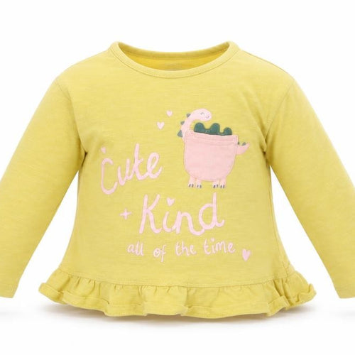 George Girls Yellow  Jersey Basic T-Shirt Size 9-12 Months  - Dinosaur