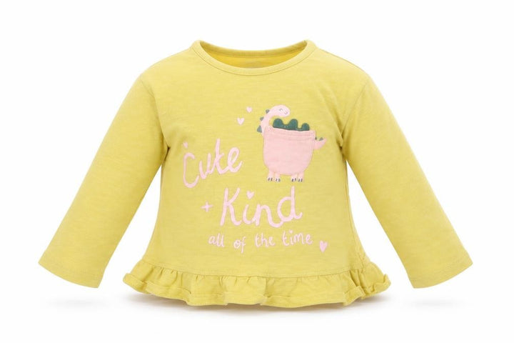 George Girls Yellow Jersey Basic T-Shirt Size 9-12 Months - Dinosaur