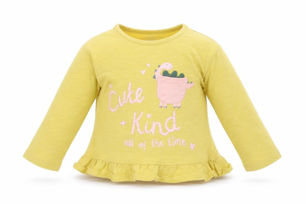 George Girls Yellow  Jersey Basic T-Shirt Size 9-12 Months  - Dinosaur
