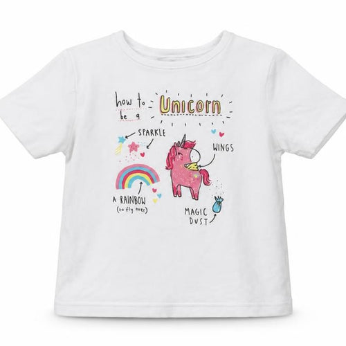 George Girls White  Jersey Basic T-Shirt Size 9-12 Months  - unicorn
