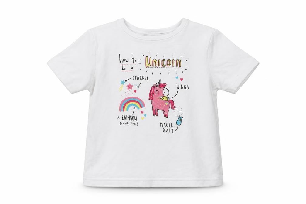 George Girls White  Jersey Basic T-Shirt Size 9-12 Months  - unicorn