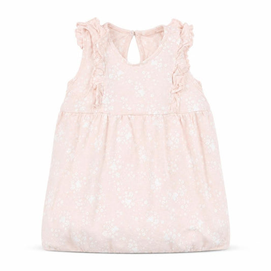 Front view of H&M girls’ pink floral jersey basic tank, size 12-18, months