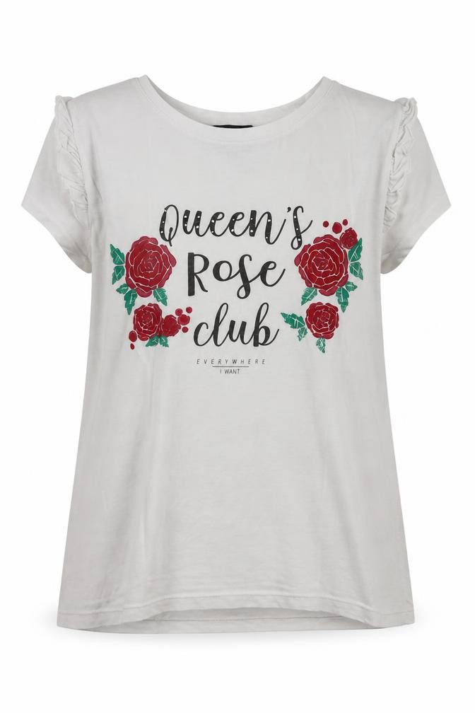 Terranova Womens White Floral   T-Shirt Size S