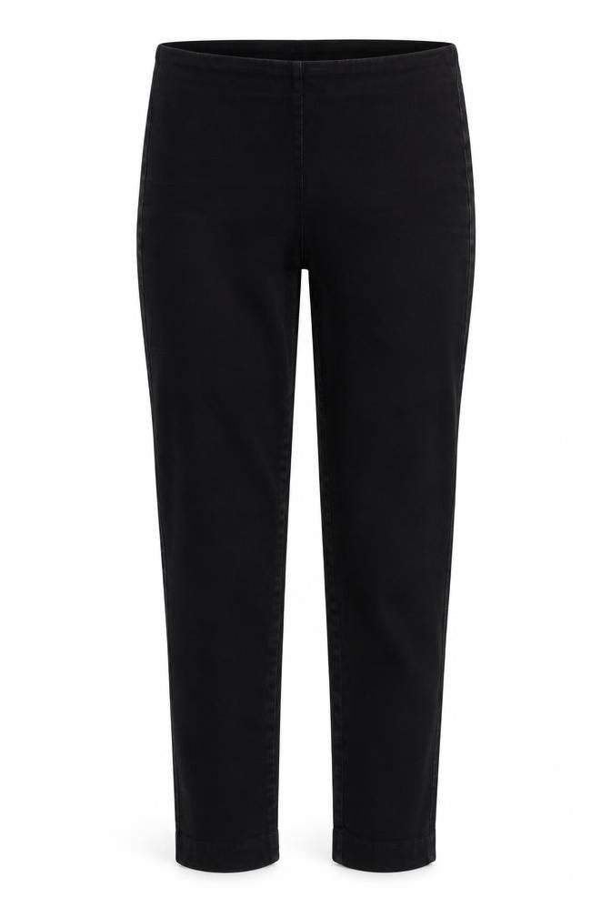 Front view of H&M women’s black skinny jeans, size UK 8, 24-inch leg