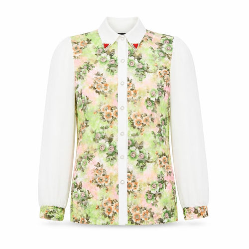 Collection London Womens Green Floral  Basic Blouse Size S  - sheer lace