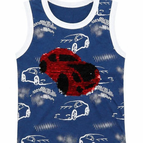 ZEYREK Boys Blue   Basic Tank Size 5-6 Years  - CARS