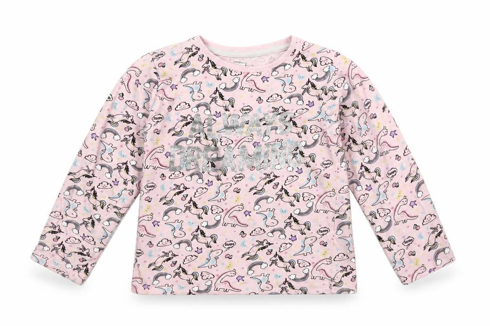 PEP & CO Girls Pink   Basic T-Shirt Size 5-6 Years  - ALWYAS DREAMING UNICORN PATTERN