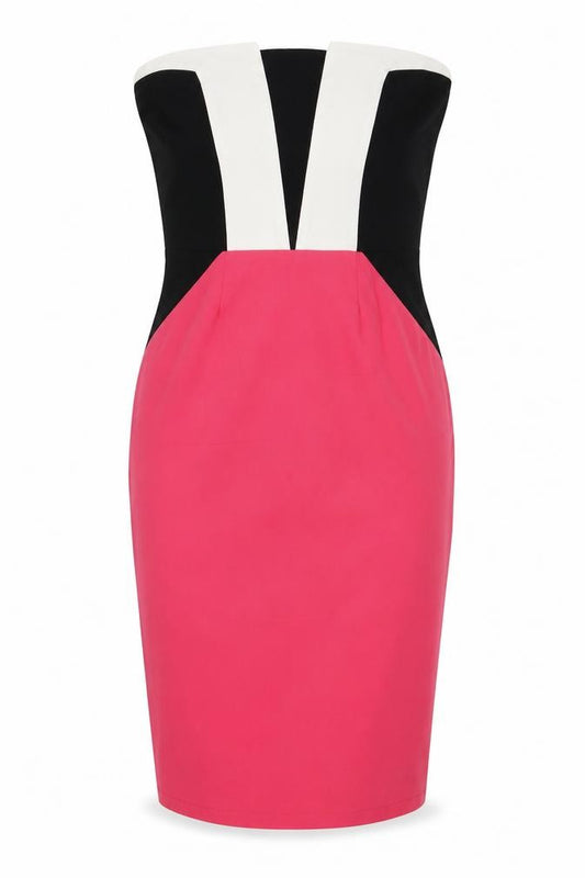 Front view of Paper Dolls women’s pink a-line, size UK 14